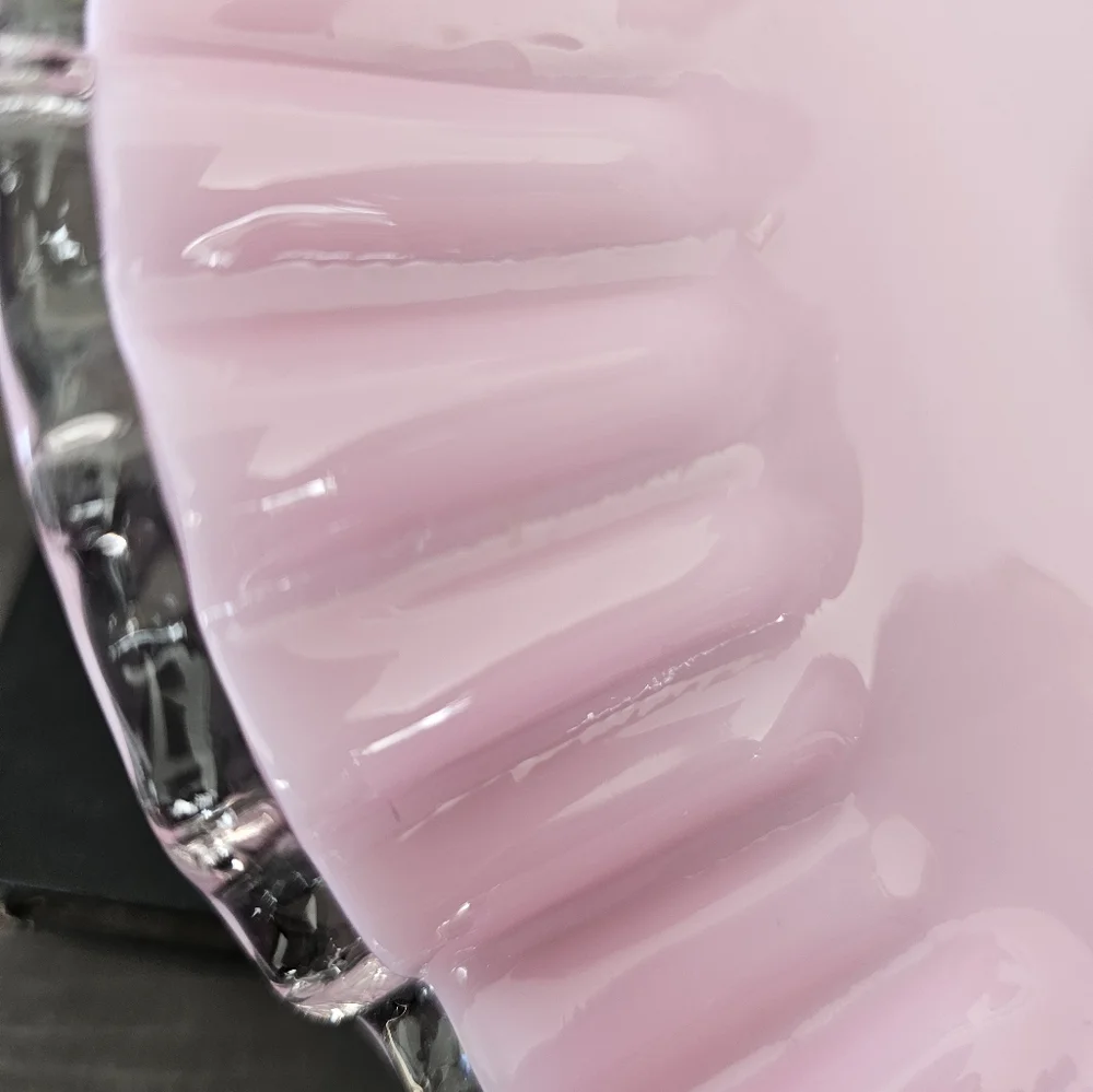 Vintage Fenton Pink Double Ruffle Edge Bowl - Picture 5 of 5